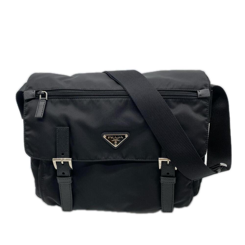 PRADA Recycled Polyamide Re-Nylon Shoulder Bag 1BD671 Black Nylon Saffiano Men's